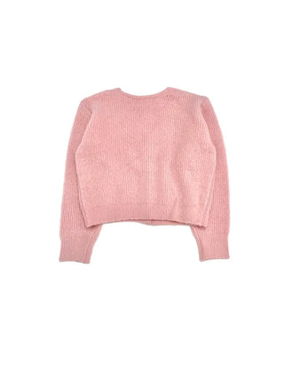 Bob Ribbon A-Line Loose Fit Button Brush Knit Cardigan