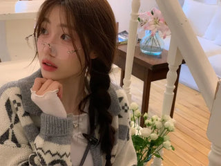 Ellie Wave Double Ribbon Slim Fit Angora Wool Long Sleeve T-Shirt