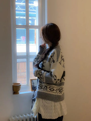 Ellie Wave Double Ribbon Slim Fit Angora Wool Long Sleeve T-Shirt
