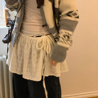Ellie Wave Double Ribbon Slim Fit Angora Wool Long Sleeve T-Shirt