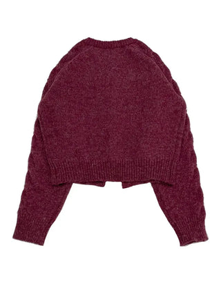Raspberry Vintage Loose Tteokbokki Button Twisted Team Knit Cardigan