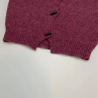 Raspberry Vintage Loose Tteokbokki Button Twisted Team Knit Cardigan