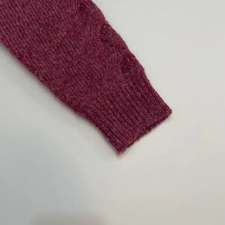 Raspberry Vintage Loose Tteokbokki Button Twisted Team Knit Cardigan