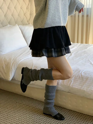 Fluffy Color Block Ribbon Strap Stitch Women's Fit Long Sleeve Knit