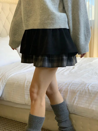 Fluffy Color Block Ribbon Strap Stitch Women's Fit Long Sleeve Knit