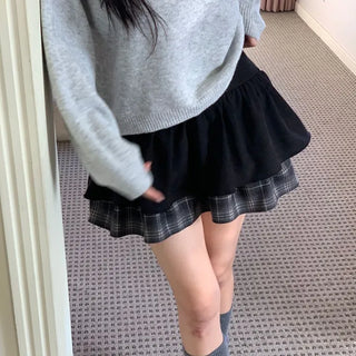 Fluffy Color Block Ribbon Strap Stitch Women's Fit Long Sleeve Knit