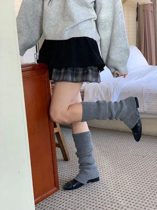 Fluffy Color Block Ribbon Strap Stitch Women's Fit Long Sleeve Knit