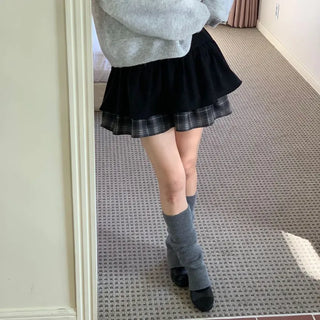 Fluffy Color Block Ribbon Strap Stitch Women's Fit Long Sleeve Knit