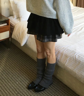 Fluffy Color Block Ribbon Strap Stitch Women's Fit Long Sleeve Knit