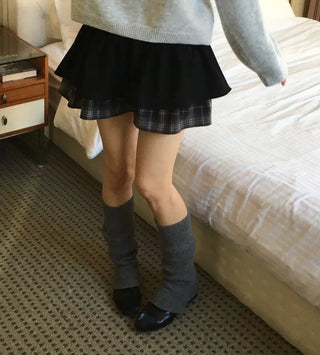 Fluffy Color Block Ribbon Strap Stitch Women's Fit Long Sleeve Knit