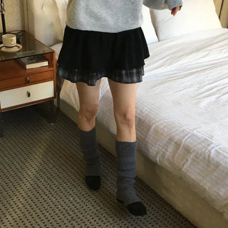 Fluffy Color Block Ribbon Strap Stitch Women's Fit Long Sleeve Knit