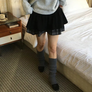Fluffy Color Block Ribbon Strap Stitch Women's Fit Long Sleeve Knit