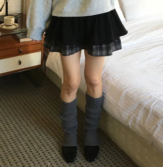 Fluffy Color Block Ribbon Strap Stitch Women's Fit Long Sleeve Knit