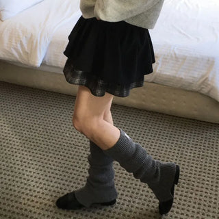 Fluffy Color Block Ribbon Strap Stitch Women's Fit Long Sleeve Knit