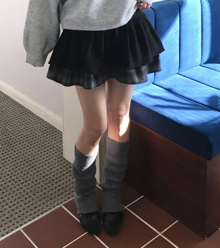 Fluffy Color Block Ribbon Strap Stitch Women's Fit Long Sleeve Knit