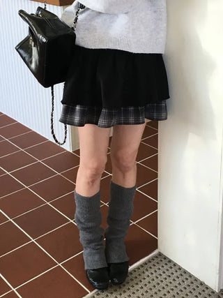 Fluffy Color Block Ribbon Strap Stitch Women's Fit Long Sleeve Knit