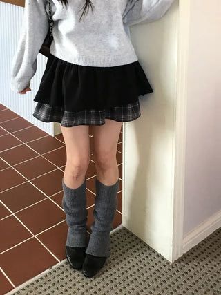 Fluffy Color Block Ribbon Strap Stitch Women's Fit Long Sleeve Knit