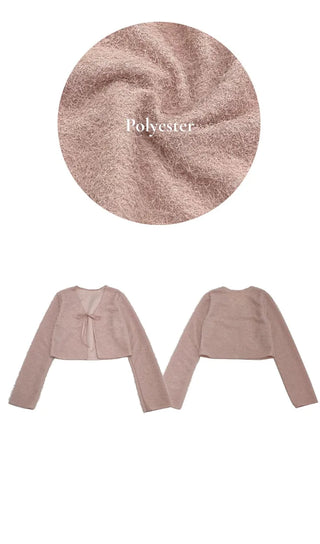 Velma Ribbon Shine Fur Crop Cardigan