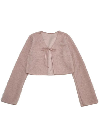 Velma Ribbon Shine Fur Crop Cardigan