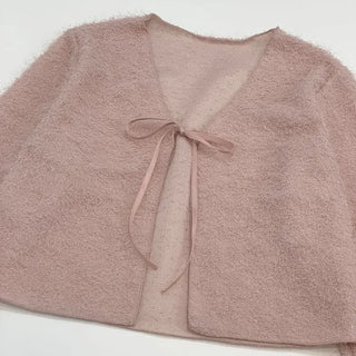 Velma Ribbon Shine Fur Crop Cardigan