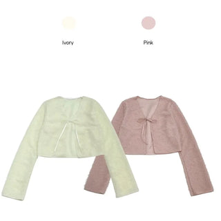 Velma Ribbon Shine Fur Crop Cardigan