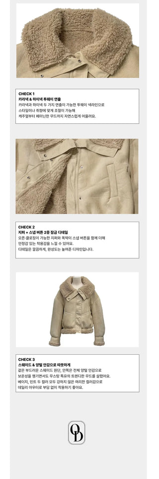 Aroba Fleece Suede Two-Way Mustang Jacket