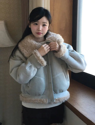 Aroba Fleece Suede Two-Way Mustang Jacket