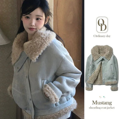 Aroba Fleece Suede Two-Way Mustang Jacket
