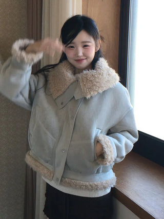 Aroba Fleece Suede Two-Way Mustang Jacket