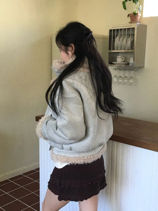 Aroba Fleece Suede Two-Way Mustang Jacket