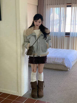 Aroba Fleece Suede Two-Way Mustang Jacket
