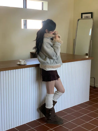 Aroba Fleece Suede Two-Way Mustang Jacket