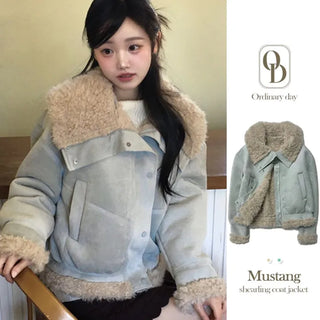 Aroba Fleece Suede Two-Way Mustang Jacket