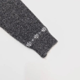 Letter Romantic Nordic Snowflake Winter Round Neck Loose Fit Wool Knit Cardigan