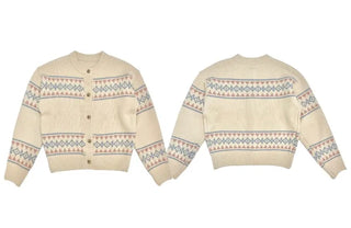 Kitz Winter Nordic Jacquard Pastel Loose Fit Knit Cardigan
