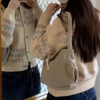 Kitz Winter Nordic Jacquard Pastel Loose Fit Knit Cardigan