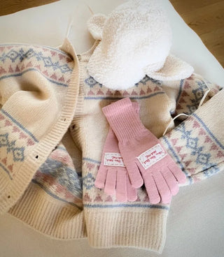 Kitz Winter Nordic Jacquard Pastel Loose Fit Knit Cardigan