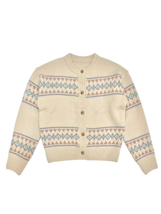 Kitz Winter Nordic Jacquard Pastel Loose Fit Knit Cardigan