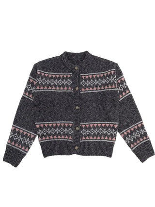 Kitz Winter Nordic Jacquard Pastel Loose Fit Knit Cardigan
