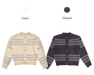 Kitz Winter Nordic Jacquard Pastel Loose Fit Knit Cardigan