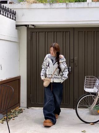 Melted concave one-shoulder lettering shibori crop fleece loose man-to-man