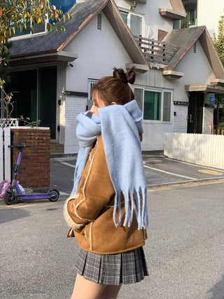 buttery, cozy cashmere heavy long muffler scarf