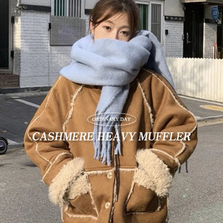buttery, cozy cashmere heavy long muffler scarf