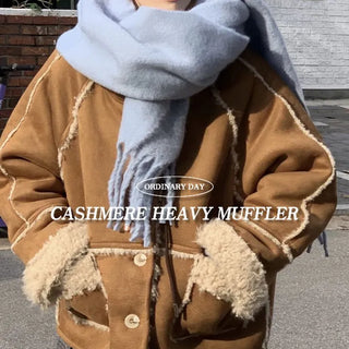 buttery, cozy cashmere heavy long muffler scarf