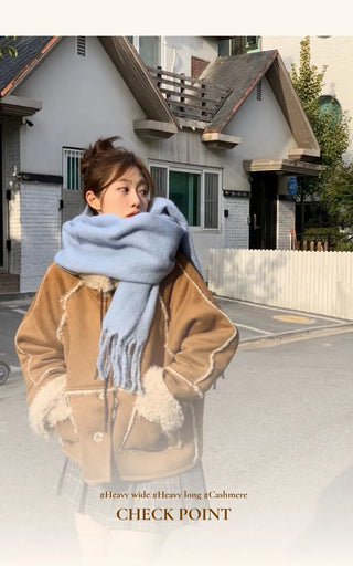 buttery, cozy cashmere heavy long muffler scarf