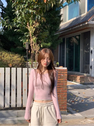 Ether Vizo pin-tuck two-way thick wide fleece long pants