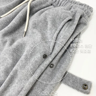 Ether Vizo pin-tuck two-way thick wide fleece long pants