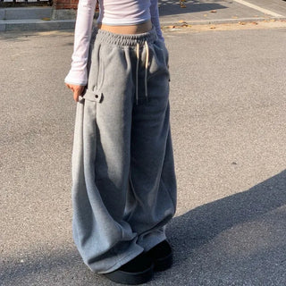 Ether Vizo pin-tuck two-way thick wide fleece long pants