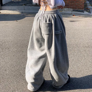 Ether Vizo pin-tuck two-way thick wide fleece long pants