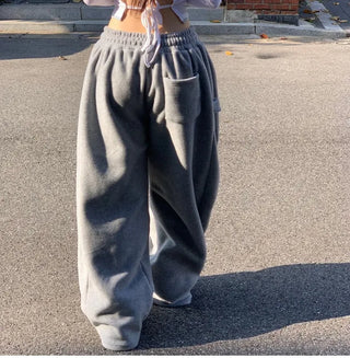 Ether Vizo pin-tuck two-way thick wide fleece long pants